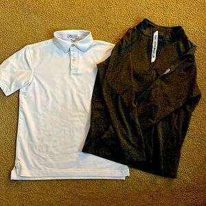 Boys Peter Millar golf shirt M and Levelwear pullover
